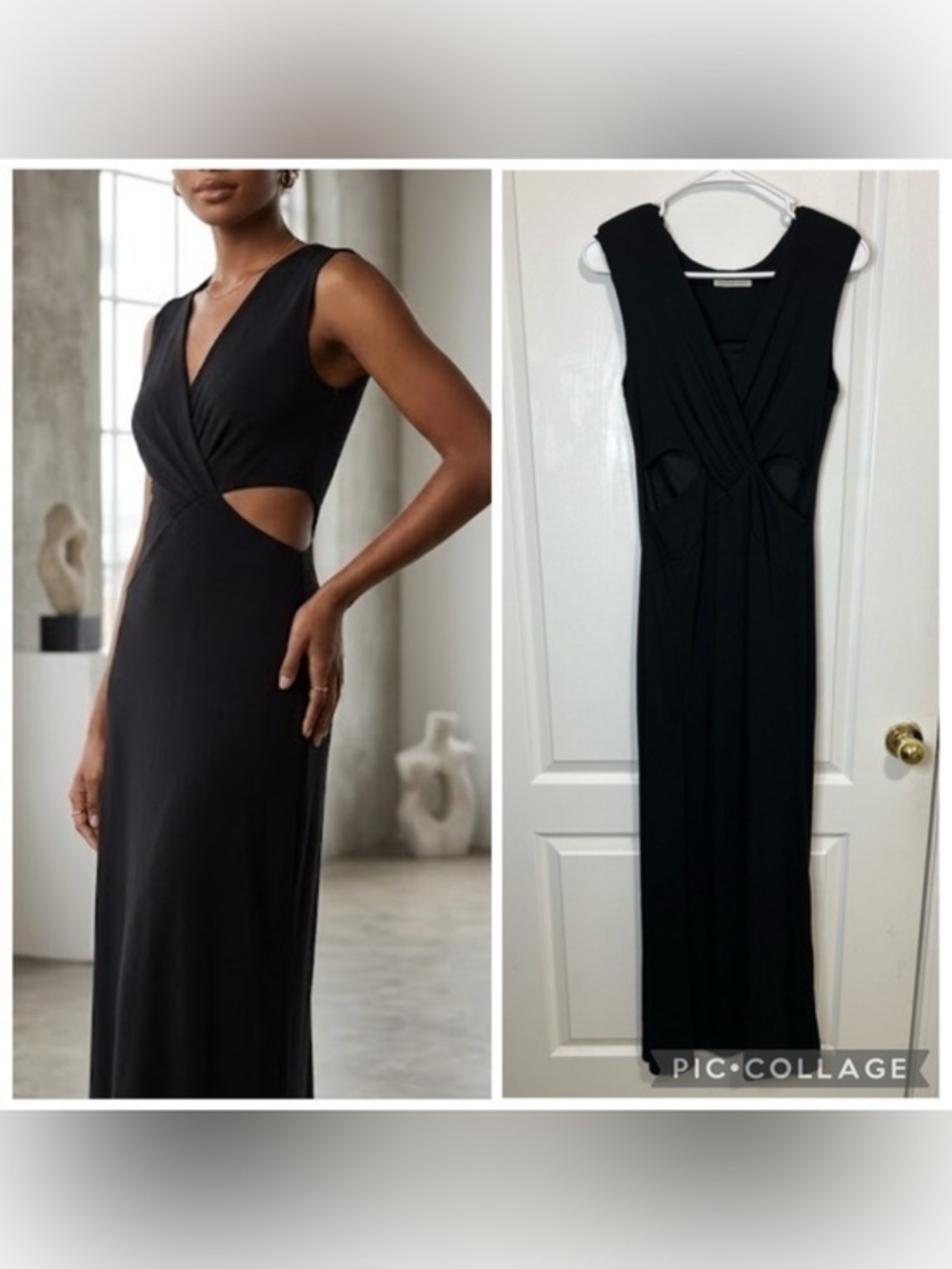 Mustard seed elegant sleeveless Cut-out black maxi dress size S